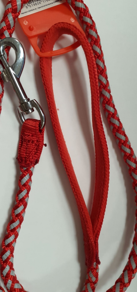 GUINZAGLIO CONDUTTORE INTRECCIATO REFLEX MONOCOLORE ROSSO
