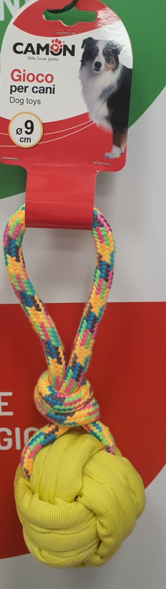 GIOCO CANE ALLA INTRECCIATA  90 MM CON MANIGLIE IN CORDA
