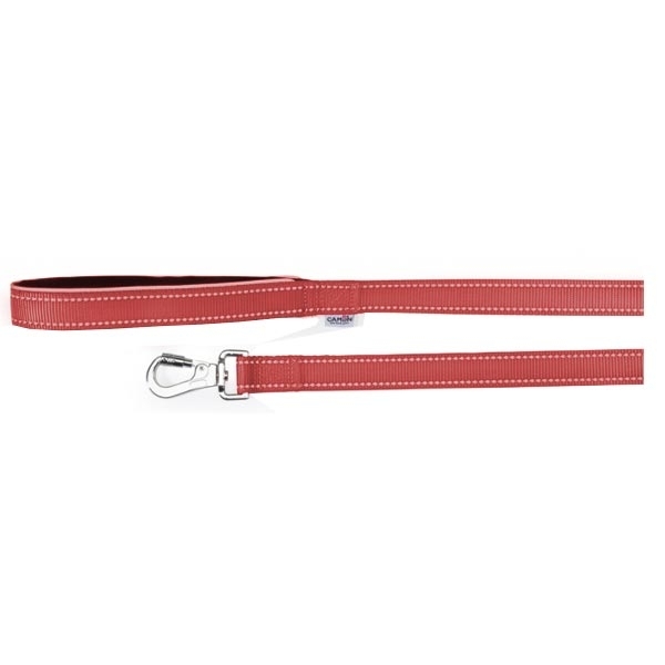CAMON  GUINZAGLIO CON MANIGLIA IN NEOPRENE E CUCITURE REFLEX ROSSO