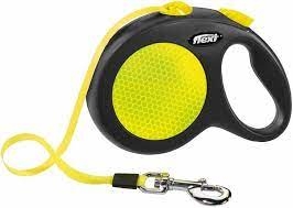 FLEXI NEW NEON L FETTUCCIA  5 MT NERO FLUO Cani