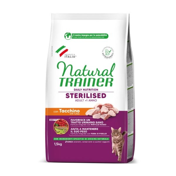 TRAINER NATURAL ADULT STERILISED CON CARNI BIANCHE FRESCHE TACCHINO