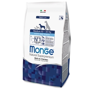 MONGE  NATURAL SUPERPREMIUM MEDIUM PUPPY & JUNIOR RICCO DI POLLO 