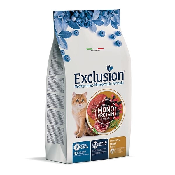 EXCLUSION MEDITERRANEO MONOPROTEIN STERILIZED ADULT BREEDS MANZO