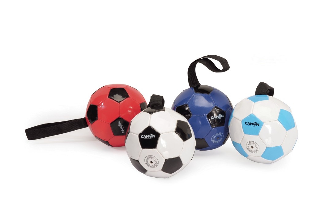 CAMON PALLA DA CALCIO PER CANI IN PU LEATHER CON MANIGLIA IN POLIESTERE