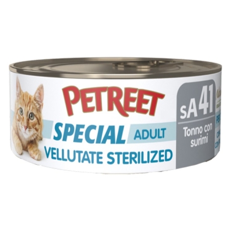 PETREET NATURA VELLUTATE STERILIZED SPECIAL ADULT TONNO CON SURIMI SA41 Gatti