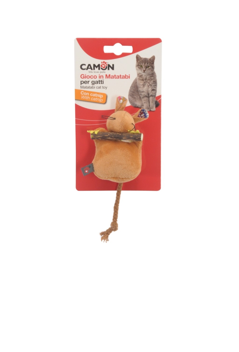GIOCO GATTO IN POLIESTERE E MATATABI CON CATNIP TRE SOGGETTI TOPI