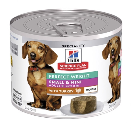 HILL'S PET NUTRITION SCIENCE PLAN ADULT SMALL & MINI PERFECT WEIGHT MOUSSE CON TACCHINO Cani