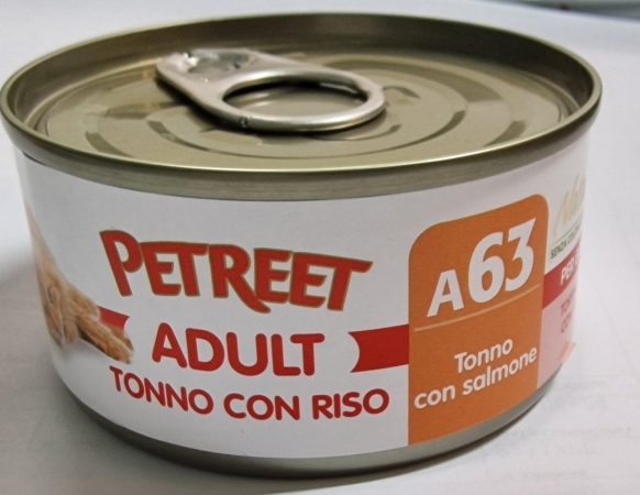 PETREET GATTO ADULTO TONNO CON RISO CON SALMONE A 63 Gatti