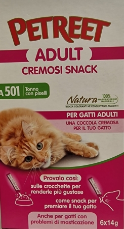 PETREET  GATTI ADULT CREMOSI SNACK TONNO CON PISELLI A 501 Gatti