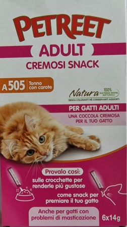 PETREET  GATTI ADULT CREMOSI SNACK TONNO CON CAROTE A 505 Gatti