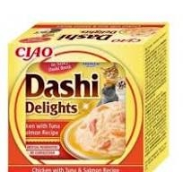 CIAO DASHI DELIGHTS BRODO DI CAPESANTE CON STRACCETTI DI POLLO TONNO E SALMONE Gatti