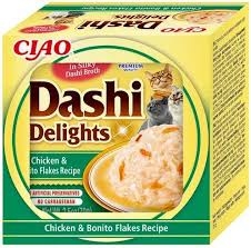 CIAO DASHI DELIGHTS BRODO DI CAPESANTE CON STRACCETTI DI POLLO E FIOCCHI BONITO Gatti