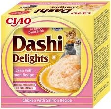 CIAO DASHI DELIGHTS BRODO DI CAPESANTE CON STRACCETTI DI POLLO E SALMONE Gatti