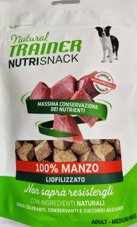 NATURAL TRAINER NUTRISNACK MANZO LIOFILIZZATO ADULT MEDIUM/MAXI Cani