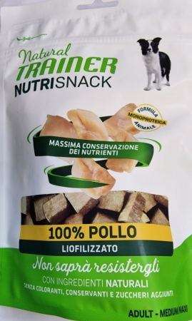 NATURAL TRAINER NUTRISNACK POLLO LIOFILIZZATO ADULT MEDIUM/MAXI Cani