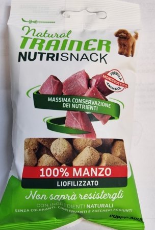 NATURAL TRAINER NUTRISNACK MANZO LIOFILIZZATO PUPPY ADULT Cani