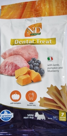 FARMINA N&D PUMPKIN DOG MINI ADULT DENTAL TREAT LAMB Cani