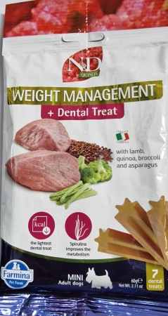 FARMINA SNACK CANE MINI ADULT QUINOA WEIGT MANAGEMENT LAMB + DENTAL TREAT Cani