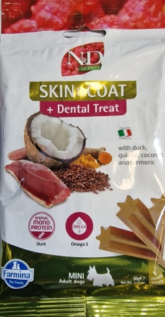 FARMINA SNACK CANE MINI ADULT QUINOA SKIN & COAT DUCK + DENTAL TREAT Cani