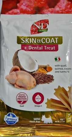 FARMINA SNACK CANE MINI ADULT QUINOA SKIN & COAT QUAIL DENTAL TREAT Cani