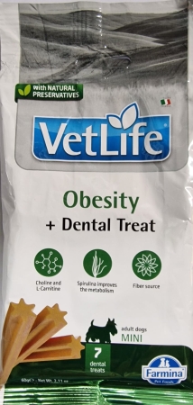 TREAT VET LIFE NATURAL CANE ADULT MINI OBESITY + DENTAL TREAT Cani