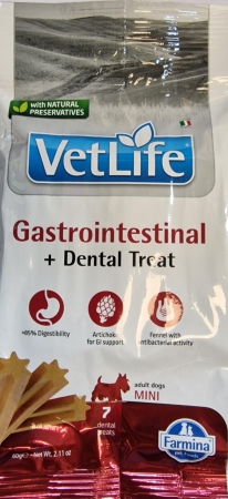 TREAT VET LIFE NATURAL CANE ADULT MINI GASTROINTESTINAL + DENTAL TREAT Cani