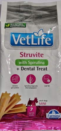 TREAT VET LIFE NATURAL CANE ADULT MINI STRUVITE WITH SPIRULINA + DENTAL TREAT Cani