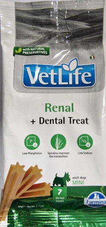 TREAT VET LIFE NATURAL CANE ADULT MINI RENAL + DENTAL TREAT Cani