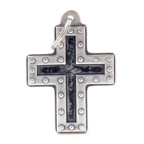 MEDAGLIETTA BRONX CROCE FUTURISTICA IN ARGENTO ANTICO
