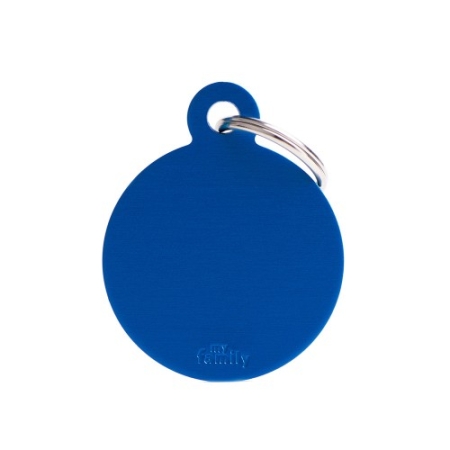 MEDAGLIETTA BASIC CERCHIO GRANDE BLU IN ALLUMINIO Cani