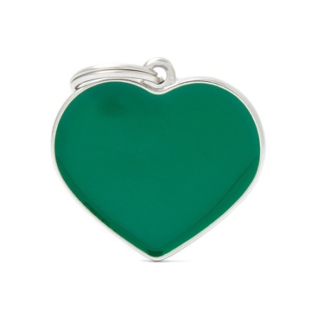 MEDAGLIETTA BASIC HANDMADE CUORE GRANDE VERDE Cani