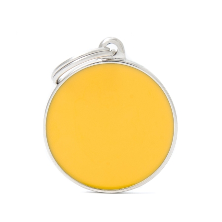 MEDAGLIETTA BASIC HANDMADE CERCHIO GRANDE GIALLO Cani