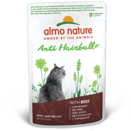 ALMO NATURE FUNCTIONAL ANTI HAIRBALL CON MANZO Gatti