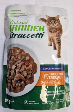 NATURAL TRAINER CAT STRACCETTI ADULT TACCHINO E VERDURE Gatti