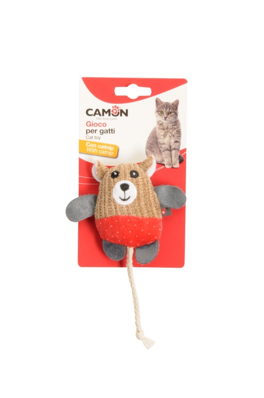 CAMON GIOCO GATTO IN POLIESTERE CON CATNIP 3 SOGGETTI TOPINI
