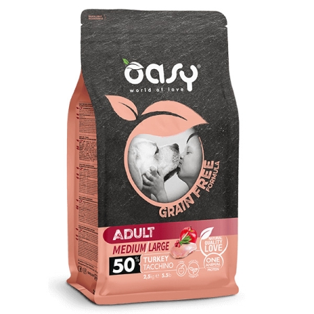 OASY DRY DOG GRAIN FREE ADULT MEDIUM/LARGE TACCHINO Cani