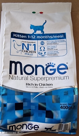 MONGE NATURAL SUPERPREMIUM KITTEN 1/12 MESI POLLO Gatti