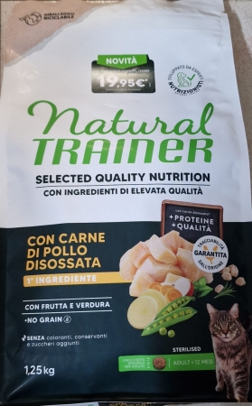 NATURAL TRAINER STERILISED ADULT SELECTED QUALITY NUTRITION CON CARNE DI POLLO DISOSSATA Gatti