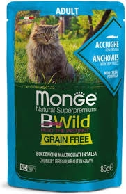 MONGE CAT NATURAL SUPERPREMIUM BWILD ADULT GRAIN FREE ACCIUGHE CON ORTAGGI