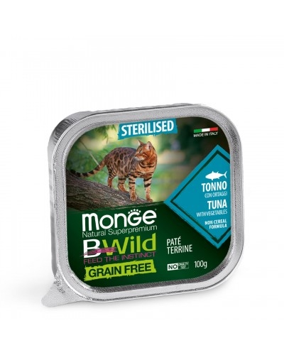 MONGE CAT NATURAL SUPERPREMIUM BWILD STERILISED PATE' TONNO CON ORTAGGI