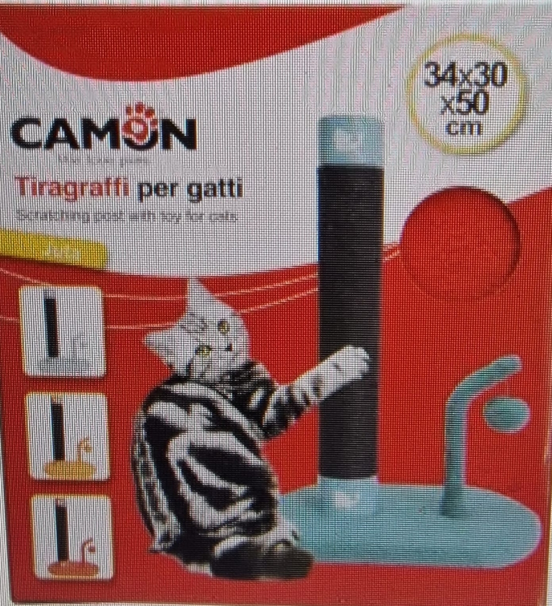 CAMON TIRAGRAFFI COLORATO A COLONNA, CORDA IN JUTA CON GIOCO ROSSO