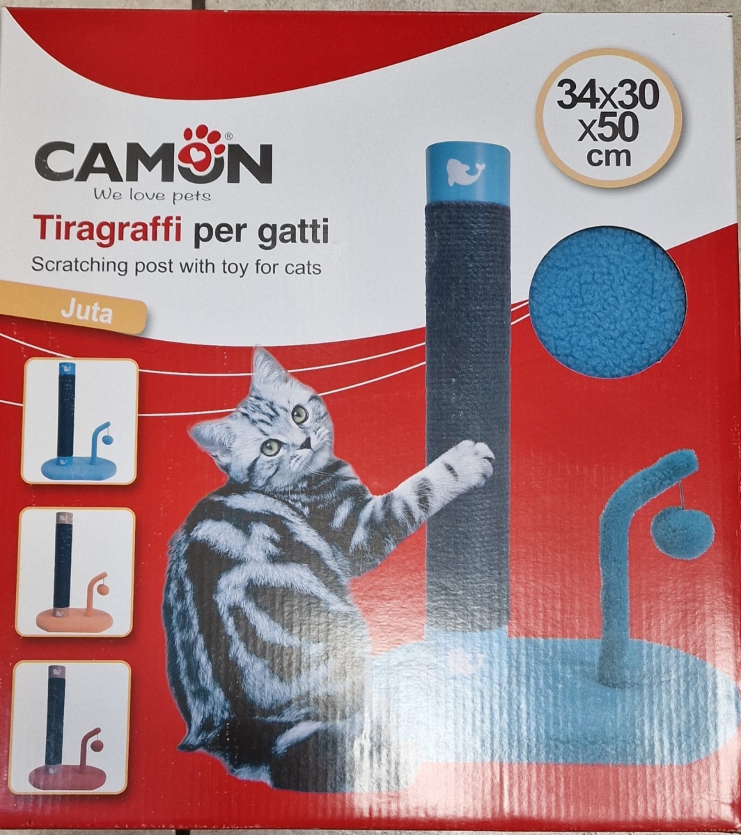 CAMON TIRAGRAFFI COLORATO A COLONNA, CORDA IN JUTA CON GIOCO AZZURRO