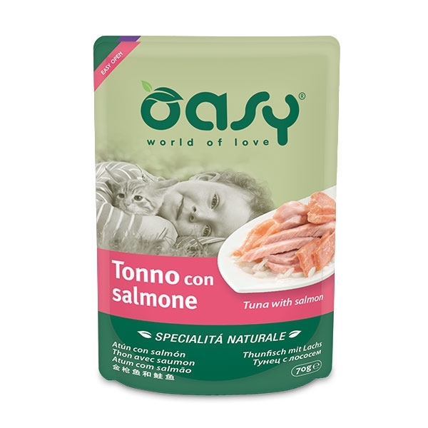 OASY WET CAT SPECIALITA' NATURALI TONNO CON SALMONE