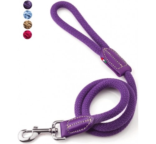 GUINZAGLIO CORDA LEOPET DA VINCI COTONE VIOLA 12X120