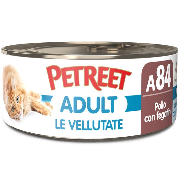 PETREET NATURA  ADULT LE VELLUTATE POLLO CON FEGATINI A 84
