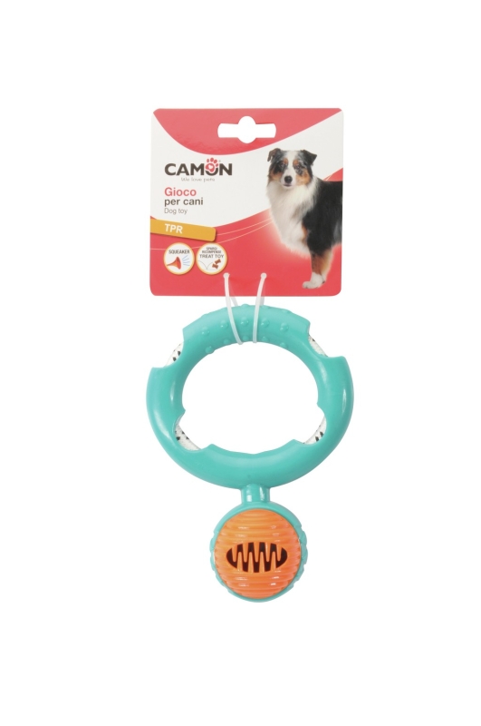 CAMON GIOCO PER CANI GIOCO CON MANIGLIA IN TPR CON CORDA, SPARGIRICOMPENSE E SQUEAKER