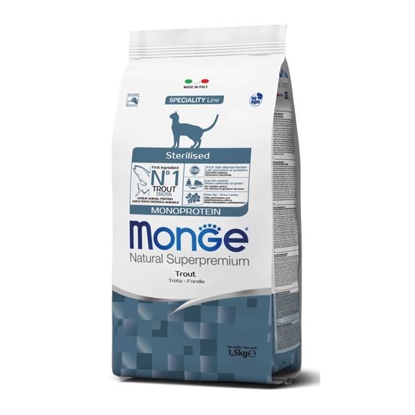 MONGE NATURAL SUPERPREMIUM STERILISED MONOPROTEIN CON TROTA