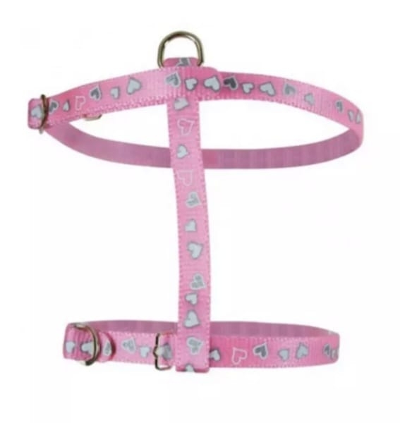 PETTORINA IN NYLON A FORMA DI CUORE PER GATTI ROSA