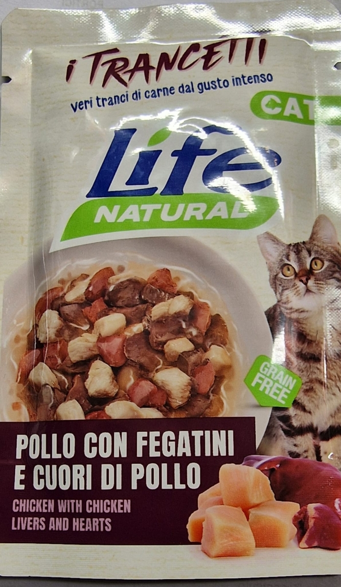 LIFE PET CARE LIFE CAT NATURAL I TRANCETTI POLLO CON FEGATINI E CUORI DI POLLO