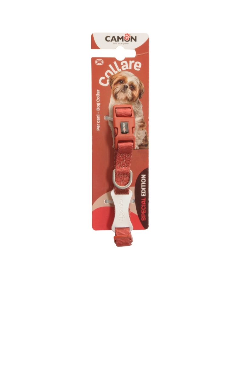CAMON COLLARE REGOLABILE BICOLORE POLIESTERE ROSSO MATTONE BRUCIATO